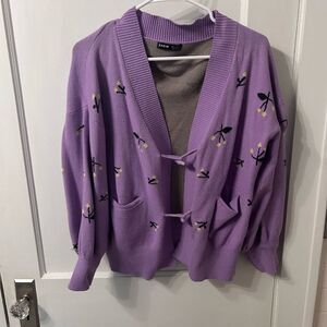 SHEIN Lavender Floral Women's Cardigan